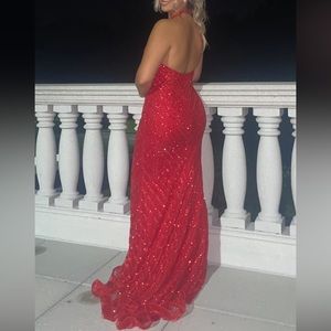 Jovani red rhinestone gown